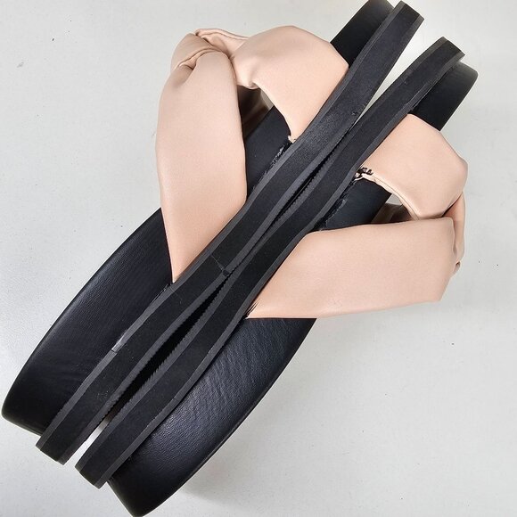 Chase And Chloe Camille-1 Nude Bow Slide Sandals Puffy Knot Women 10 - Picture 7 of 16